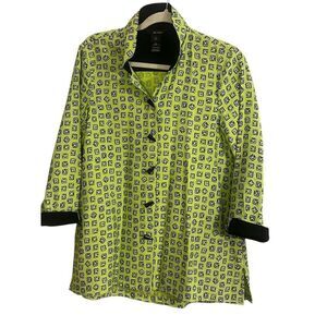 Ali Miles button down blouse lime & black sz Small